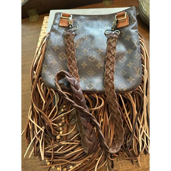 Vintage Boho Louis Vuitton Women's Brown Braided Leather Pochette Bosphore Bag - Picture 3 of 16